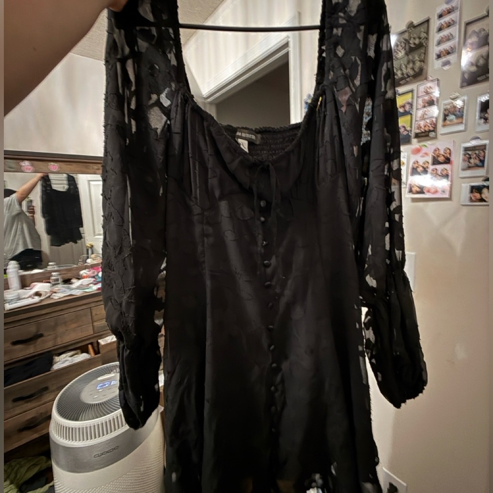 Urban Outfitters Black Sheer Long Sleeve Dress